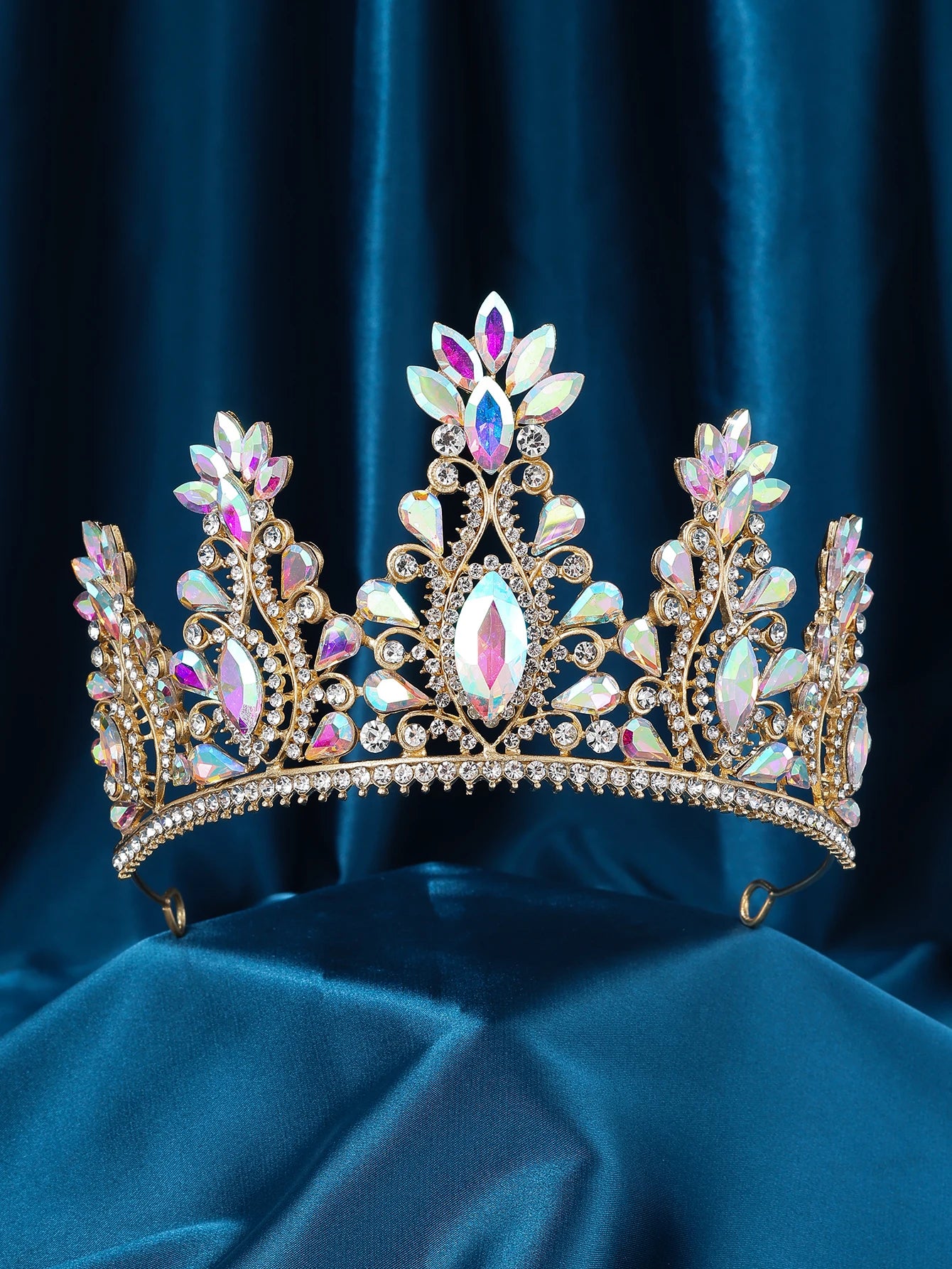 Baroque Red Crystal Tiaras And Crowns Prom Rhinestone Bridal Diadem Crown Taira For Women Wedding Hair Accessories Jewelry Crown