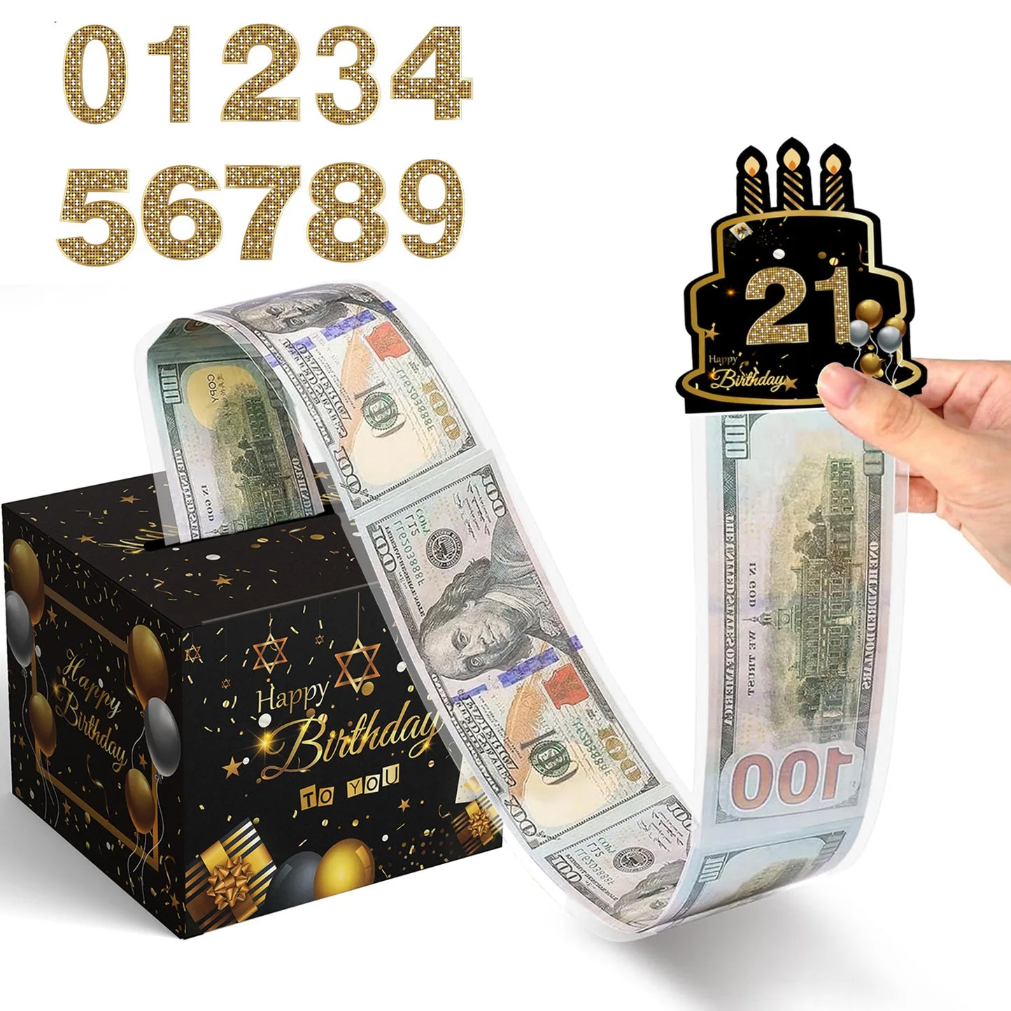 1pcs Birthday Cash Gift Box with Cake Card Funny Pumping Money Box Creative Birthday Gifts for Men Women ﻿