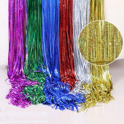 2/3M Party Background Wedding Decoration Foil Fringe Curtain Sequin Bachelorette Photo Backdrop Wall Curtain Birthday BabyShower