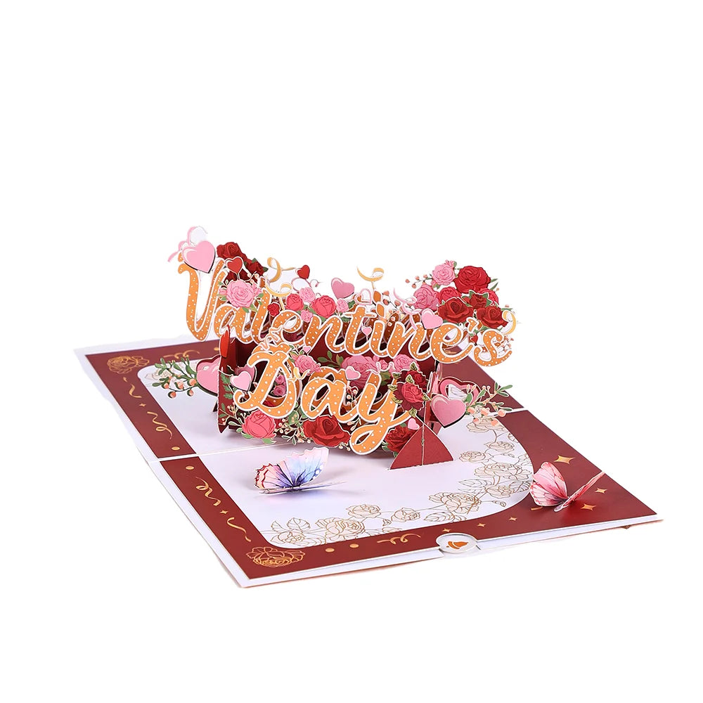 Valentine's Day Pop-Up 3D Cupid Cat Greeting Card - Romantic Love Gift