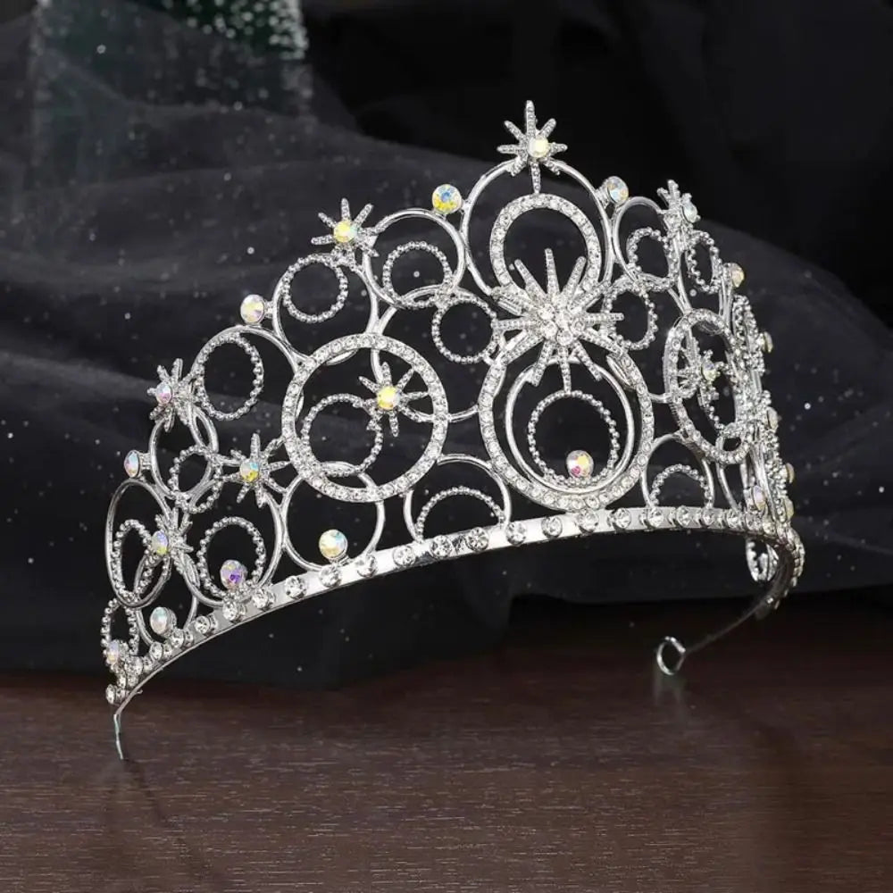Trendy Luxury Baroque Queen Tiaras Elegant Dazzling Wedding Head Wear Sparkling Shiny Bridal Princess Crown Hair