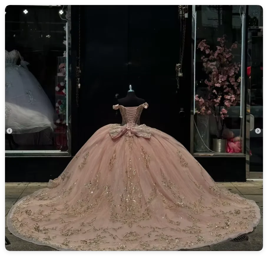 FURSTENBERG Baby Pink 15 Years Quinceneara Dress Bow Bead Cape Formal Party Dress 15 year old quinceanera dresses Customized