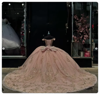 FURSTENBERG Baby Pink 15 Years Quinceneara Dress Bow Bead Cape Formal Party Dress 15 year old quinceanera dresses Customized