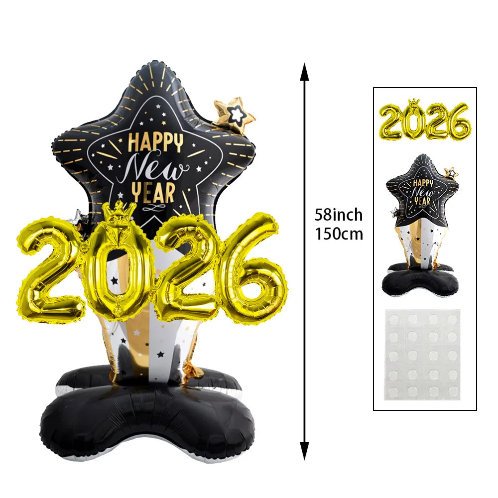 Standing New year balloon Gold 2026 Balloon New year party Balloon decoration 2026 Happy new year eve Party home Decor supplies