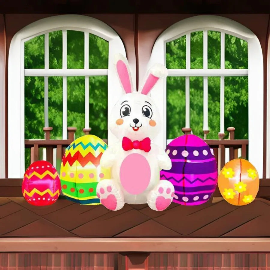 Title: Enchanted Easter Bunny LED Inflatable - Light-Up Garden Decoration