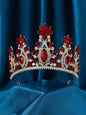 Baroque Red Crystal Tiaras And Crowns Prom Rhinestone Bridal Diadem Crown Taira For Women Wedding Hair Accessories Jewelry Crown