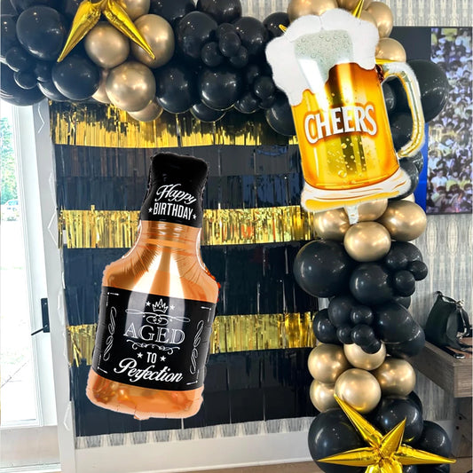 Whiskey beer bottle glass balloons, birthday party, Oktoberfest, bar, New Year, anniversary decoration