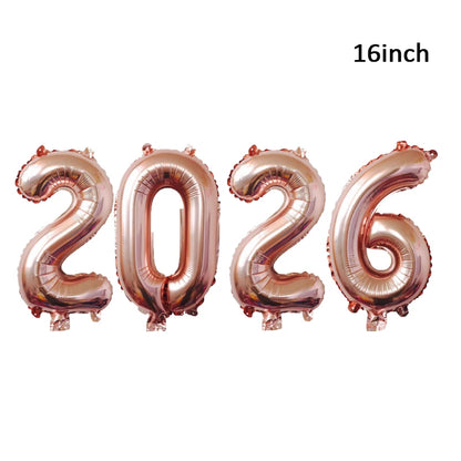 Gold Sliver Happy New Year 2026 Foil Balloons Hello 2026 Letter Balloon Banner Garland Christmas New Year Eve Decorations